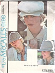 6198 McCalls  1978 FEDORA, BRIM HATS, NECKTIES PATTERN 21 - 22.5''